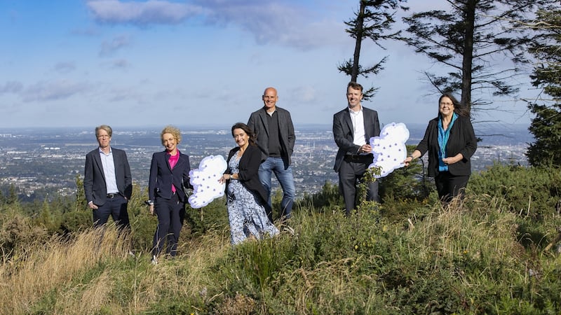 At the launch of the Remote Alliance in Co Dublin, were Paddy Hayes of ESB; Anne O’Leary of Vodafone Ireland; Hazel Mitchell of eBay; John Riordan of Grow Remote; Stuart Trotter of Liberty Insurance, and Renate Kohlmann of Grow Remote. Photograph: Marc O’Sullivan
