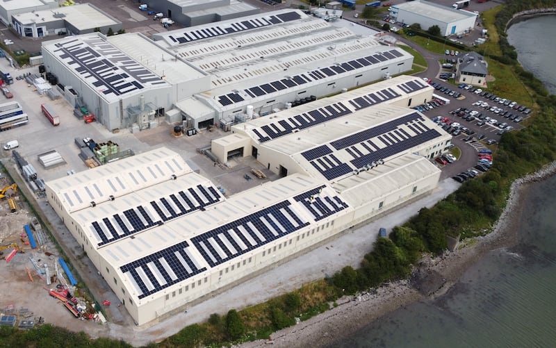 AMS: More than 2,500 solar panels have been installed on the roof of this Architectural & Metal Systems facility at Little Island, Cork