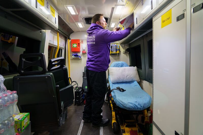 Barry Clarke work his first night as a volunteer with the Nee-Naw. Photograph: Barry Cronin