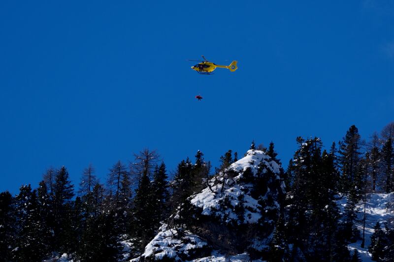 Lindsey Vonn is airlifted after she crashed out during the Women's Alpine Downhill Skiing at the Winter Olympics. Photograph: Andrew Milligan/PA