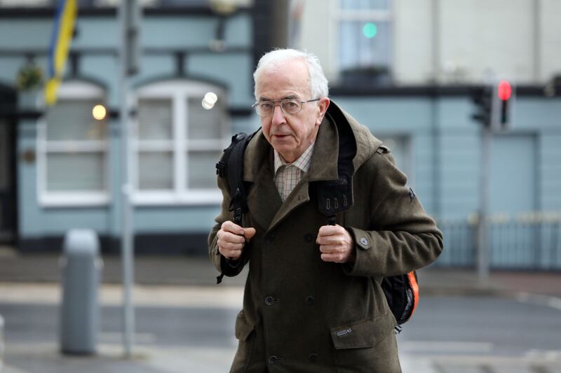 Edward Horgan (76) of Newtown, Castletroy, Limerick arriving at court for his trial. He is accused of tresspass at Shanon airport.
Photograph: Collins Courts