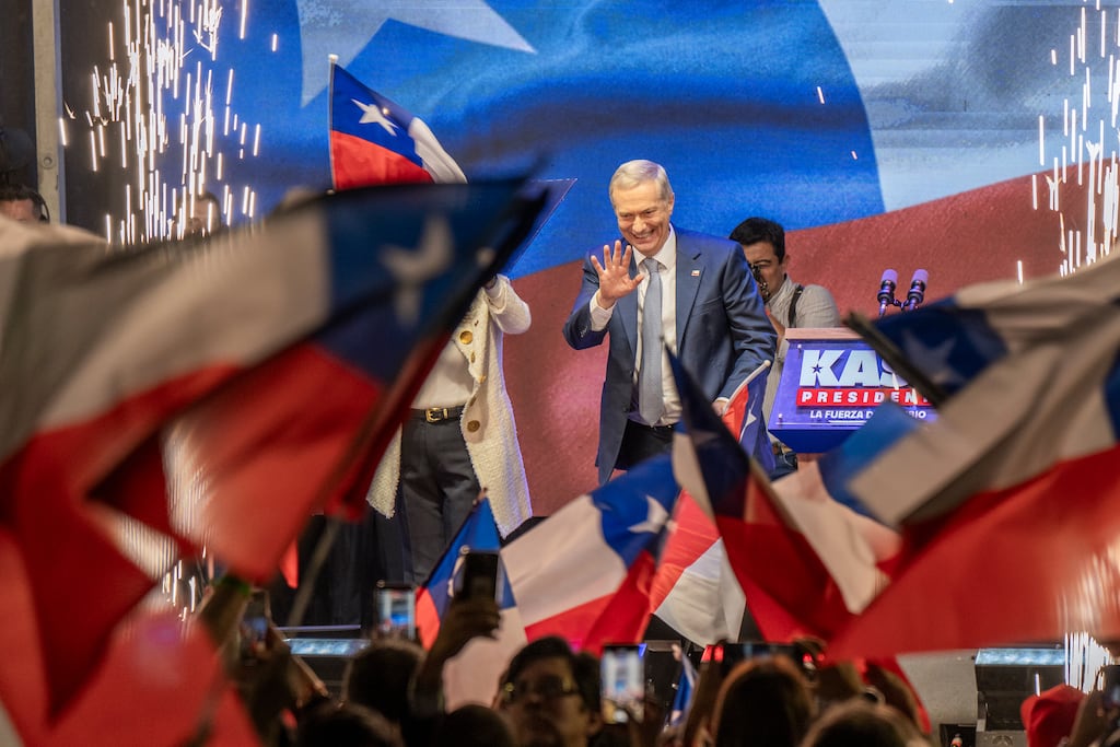 José Antonio Kastt during an election night rally in Santiago, Chile. Photographer: Tamara Merino/Bloomberg