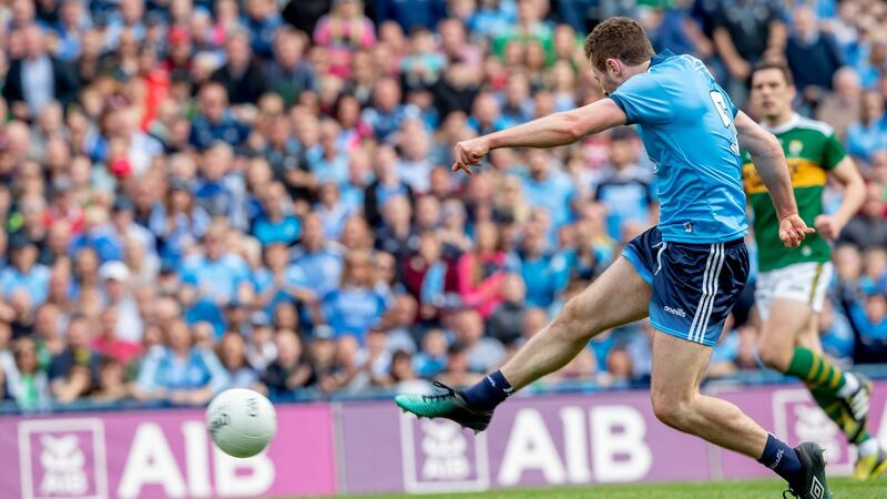 Dublin’s Jack McCaffrey scores a goal. Photograph: Morgan Treacy/Inpho