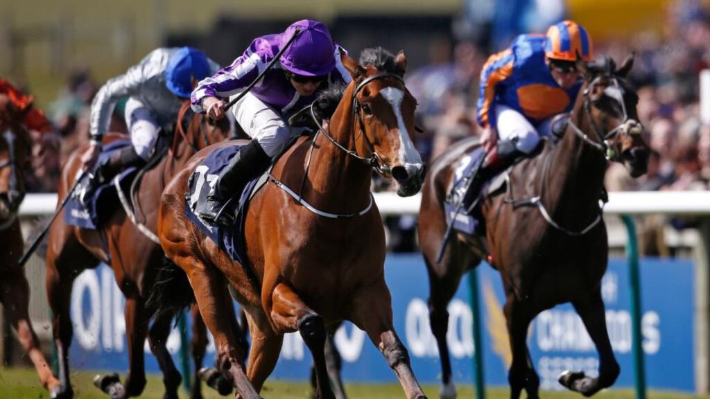 Ryan Moore riding Minding to win The Qipco 1000 Guineas Stakes at Newmarket. Photograph: Alan Crowhurst/Getty Images