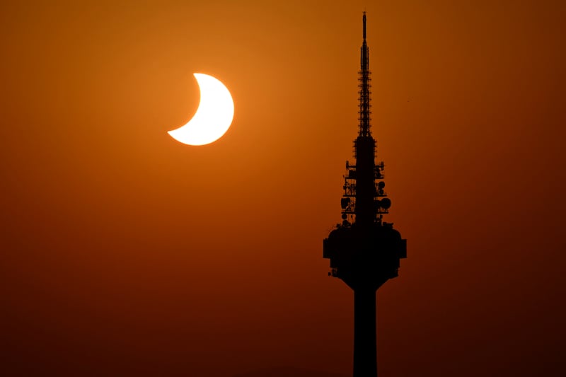 The  Torrespana television tower, nicknamed "El Piruli", in Madrid. Photograph: Javier Soriano/ AFP via Getty Images
