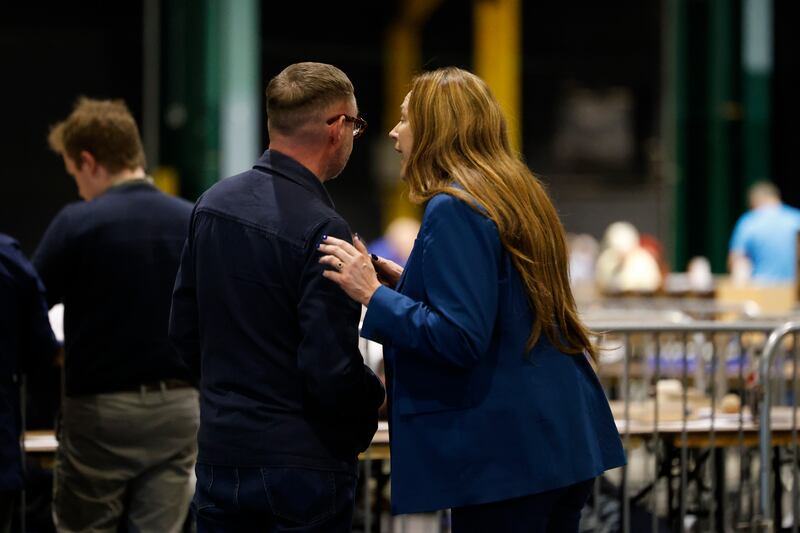 Louise O’Reilly and Eoin Ó Broin were seen deep in discussion at the RDS. Photograph Nick Bradshaw