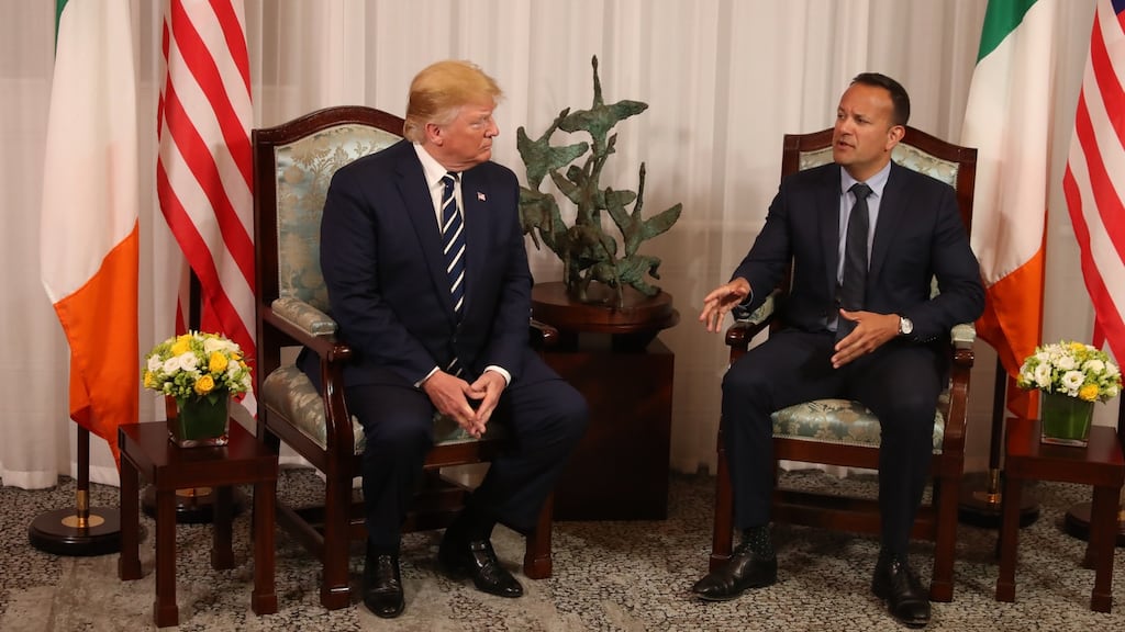 US president Donald Trump in a bilateral meeting with Taoiseach Leo Varadkar at Shannon airport this year. Photograph: Liam McBurney/Getty Images