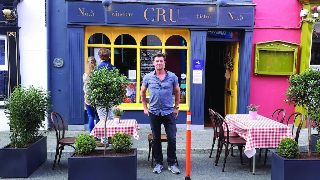 Colm Ryan outside his back-in-business winebar, Cru, in Kinsale, Co Cork