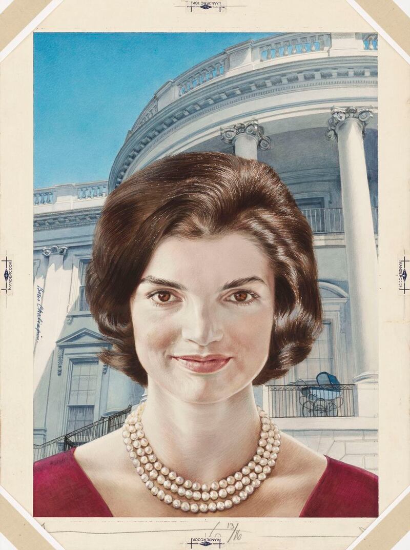 Online features December 2020. Smithsonian Institution virtual exhibition Every Eye Is Upon Me: First Ladies of the United States. Jacqueline Kennedy OnassisArtist: Boris ChaliapinGouache, watercolor, colored pencil and graphite pencil on paperboard1960-1961National Portrait Gallery, Smithsonian Institution; gift of Time magazine� Chris MurphyPress image from Brendan Kelly, Public AffairsSmithsonian, National Portrait Gallery, kellyb@si.edu  | o: 202.633.8299 | m: 202.431.7435 Downloaded from https://www.dropbox.com/sh/ltsb4kllvxyfjtr/AAA3ESH8koZfVrOHakQiKvpLa?dl=0