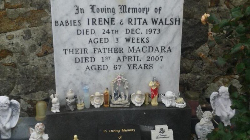 The gravestone in Maínis in south Connemara of babies Irene and Rita Walsh who died on Christmas Eve 1973