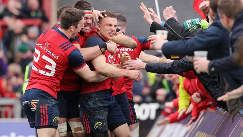 Andrew Conway’s try saw Munster past Toulon. Photograph: David Rogers/Getty