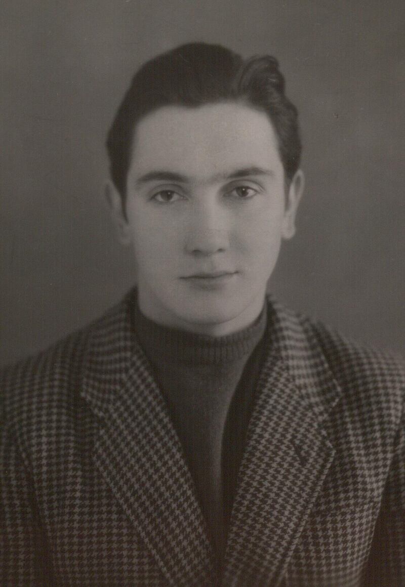 Soviet spy Yuri Linov in a photograph from his KGB file, shortly after recruitment, in 1960. Photograph: Courtesy of the archive of the foreign intelligence service of Ukraine/Shaun Walker