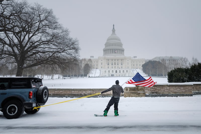 Snow in Washington DC. Photograph: Tom Brenner for the Washington Post via Getty Images