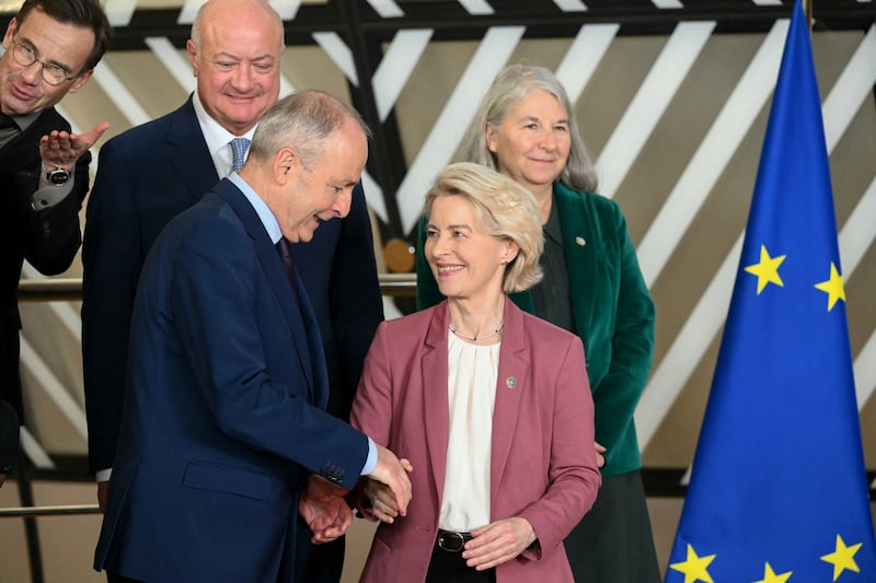 Taoiseach Micheál Martin and European Commission president Ursula von der Leyen in Brussels on Wednesday. Photograph: Nicolas Tucat/AFP via Getty