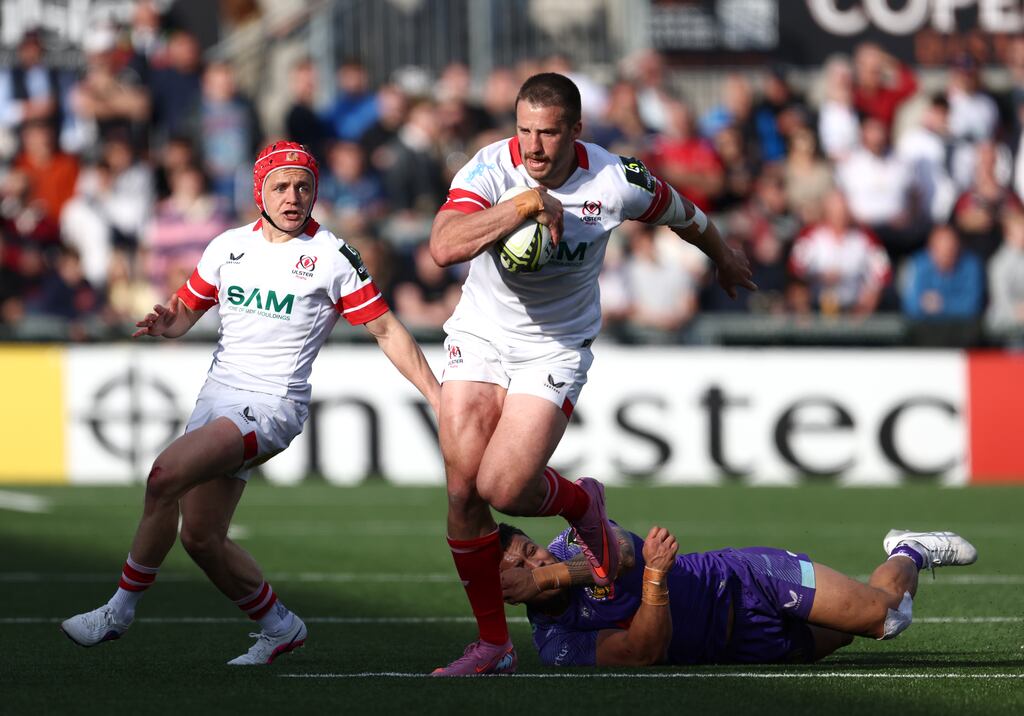 Ulster's Stuart McCloskey during the Challenge Cup semi-final. Photograph: Peter Morrison/PA