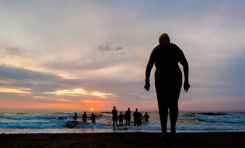 Members of the Bray Beach Bathers at this year's Darkness Into Light event in Co Wicklow. Photograph: James Crombie/Inpho