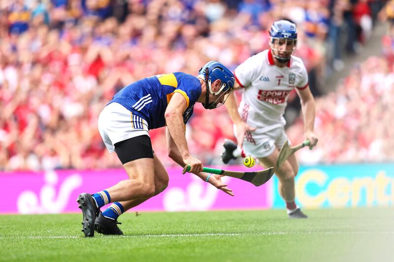 Tipperary's John McGrath scores a goal. Photograph: Bryan Keane/Inpho