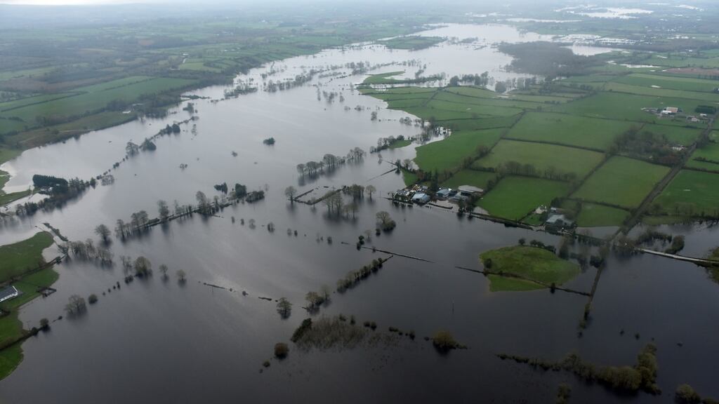 An aerial view of flooding in Loughrea, Co Galway in January. Photograph: Irish Air Corps