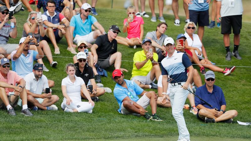 Rory McIlroy putts on the seventh green during the final round of The Northern Trust at Liberty National Golf Club in Jersey City, New Jersey. Photo: Kevin C. Cox/Getty Images
