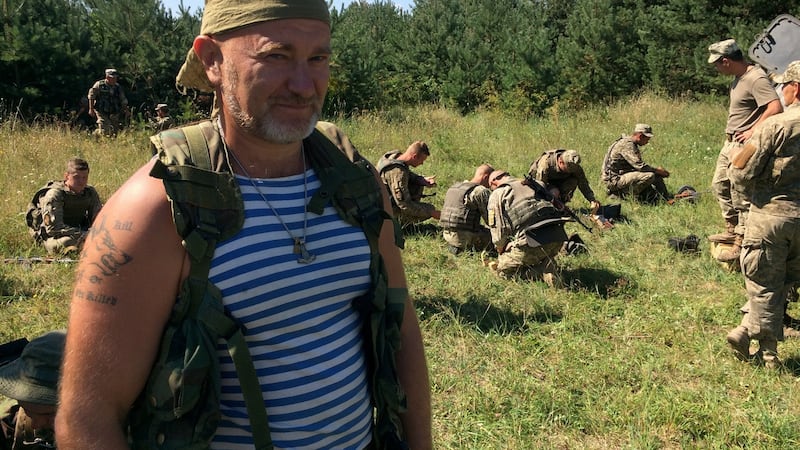 Pyotr Layevski, a former Ukrainian soldier who was wounded fighting Russian-backed separatists in the east of the country. Now he is a Ukrainian military instructor working alongside US trainers. Photograph: Daniel McLaughlin