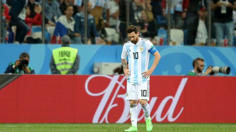 Lionel Messi   during the  Group D defeat to Croatia. Photograph: Gabriel Rossi/Getty Images