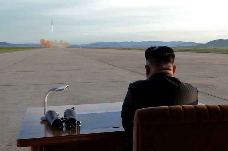 The escalation of tensions in the Korean Peninsula has moved the prospect of nuclear war ever closer, fuelled by inflammatory altercations between Trump and Kim Jong-un of North Korea. Photogaph: KCNA/Reuters