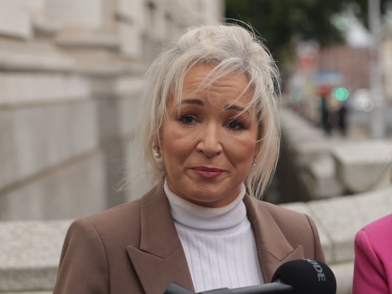 First Minister of Northern Ireland Michelle O'Neill speaks to the media after having a meeting with the Taoiseach and Tánaiste over the ongoing standoff on Garvaghy Road.  Picture: Enda O'Dowd
