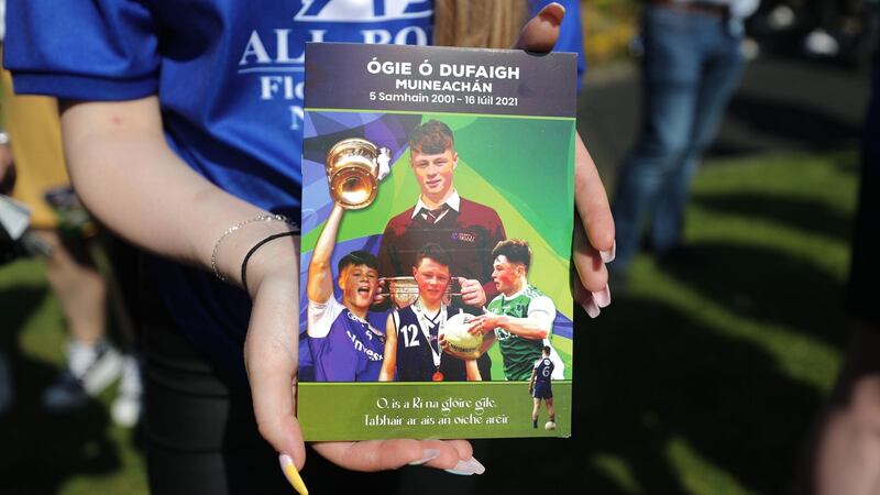 The Order of Service as mourners attend the funeral for Monaghan GAA U20 star Brendan Og Duffy.  Photograph: Niall Carson/PA Wire
