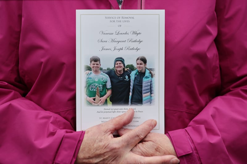 Vanessa Whyte, her son James and daughter Sara died in the Drummeer Road in Maguiresbridge last week. Photograph: Liam McBurney/PA Wire
