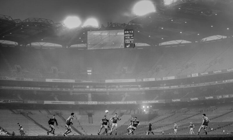 FOGGY SEMI-FINAL:  All-Ireland Senior Football Championship Semi-Final between Mayo and Tipperary.  From the portfolio of Photographer of the year  James Crombie