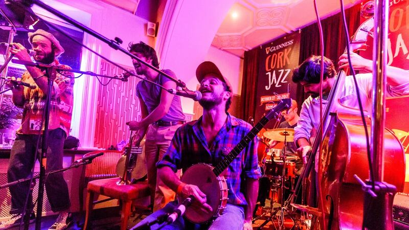 Jimbino Vegan & The Jazz Cannibals from France playing at the festival club at The Metropole Hotel during the Guinness Cork Jazz Festival.  Photograph: Provision
