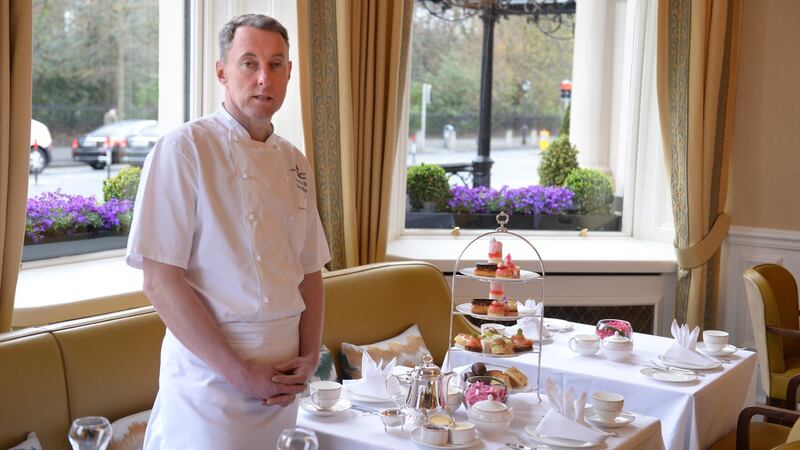 Executive head chef Garry Hughes at the new, redesigned Lord Mayor’s Lounge in the Shelbourne Hotel in Dublin. Photograph: Dara Mac Dónaill