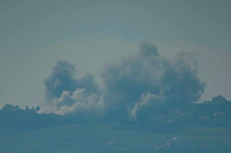 Smoke rises following an Israel military bombardment in southern Lebanon as seen from northern Israel. Photograph: Ariel Schalit/AP
