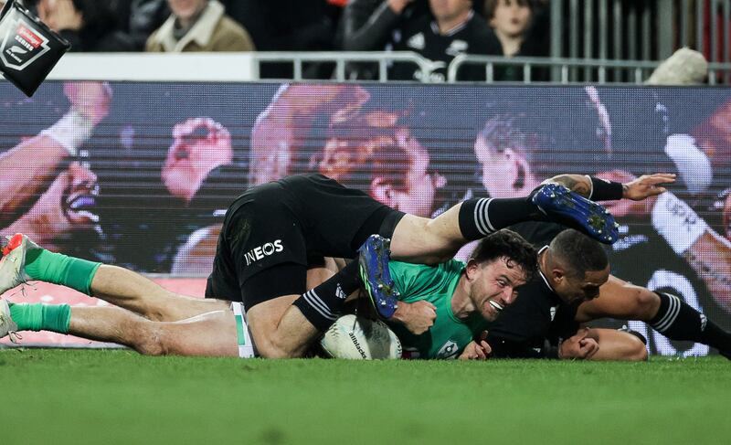 Saturday arguably marked Hugo Keenan's best display in a green jersey. Photograph: Billy Stickland/Inpho