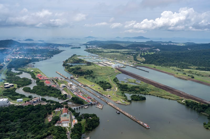 An aerial view of the Panama Canal in Panama City. Photograph: Nathalia Angarita/The New York Times
