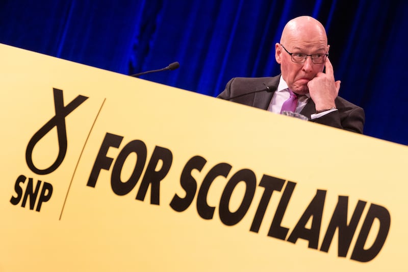 Scottish first minister and SNP leader John Swinney at the party conference in Aberdeen. Photograph: Paul Reid/Getty Images