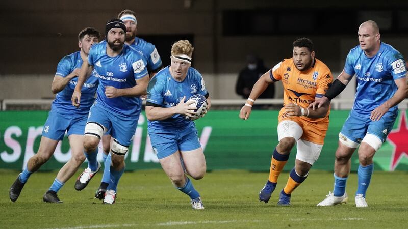 Leinster’s James Tracy runs with the ball during the Champions Cup game against Montpellier at the  GGL stadium. Photograph:  Dave Winter/Inpho