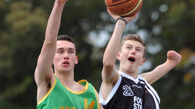 Despite having only one hand, Jordan Lee (14) has excelled at his chosen sport of basketball.  Photograph: Eamonn Keogh/MacMonagle