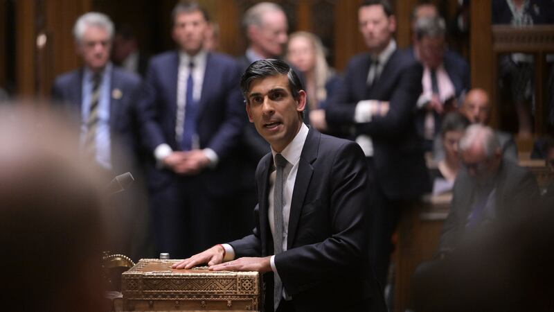 UK prime minister Rishi Sunak speaking in the House of Commons following the announcement that he and European Commission president Ursula von der Leyen had struck a deal over the Northern Ireland protocol. Photograph: Jessica Taylor/UK Parliament