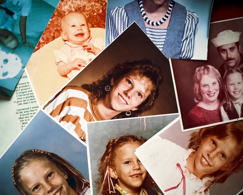 Childhood photos of Colleen Slemmer, who was tortured and killed in January 1995 at the age of 19. Photograph: Zack Wittman for The New York Times
                      