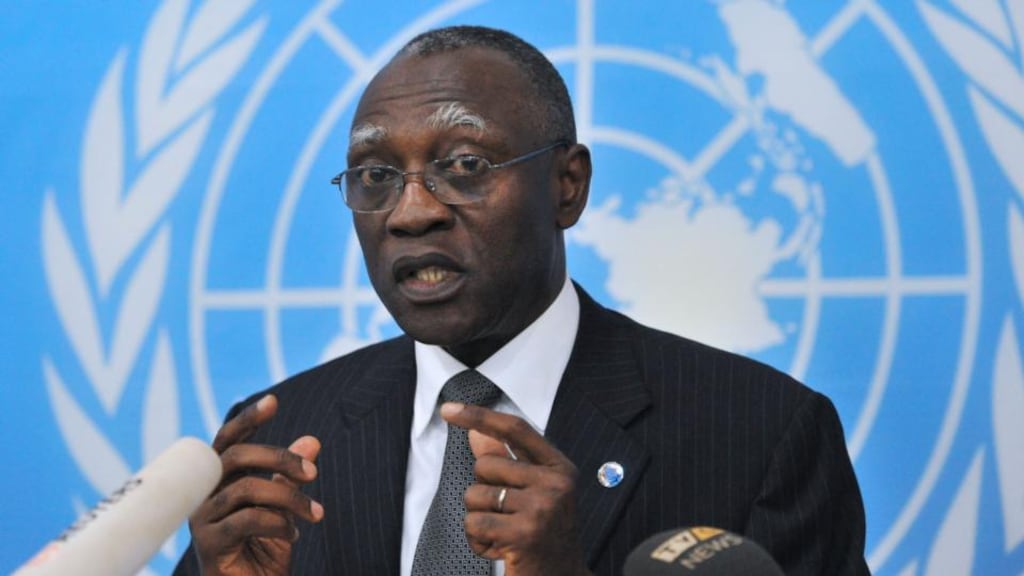 Gen Babacar Gaye, the United Nations secretary general’s representative to the Central African Republic: The Senegalese diplomat “tendered his resignation at my request,” UN secretary general Ban Ki-moon told reporters. Photograph: Issouf Sanogo/AFP/Getty Images
