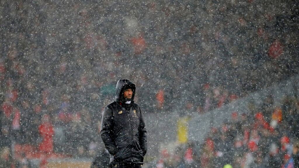 Liverpool manager Jurgen Klopp at Anfield on Wednesday night. Photograph: Reuters