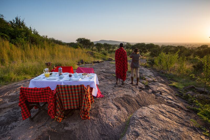 Experience a luxury bush breakfast while on safari in Tanzania