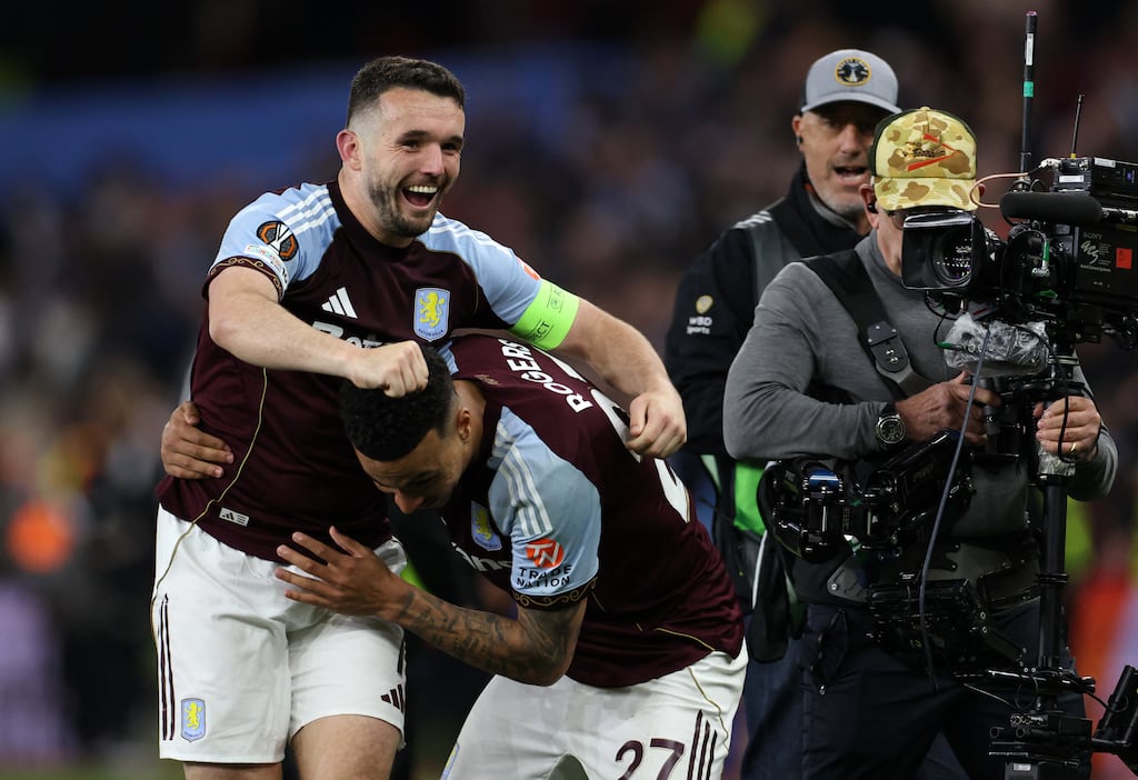 Aston Villa's John McGinn celebrates. Photograph: Darren Staples/AFP via Getty