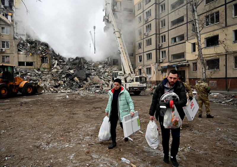 Forty people have died following a Russian missile strike on an apartment block on Saturday in the city of Dnipro. Photograph: Sergei Chuzavkov/AFP via Getty Images