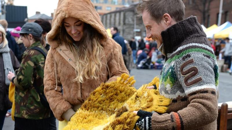 Ann and Phil Thompson from Greystones browsing at the  Dublin Flea Market. Photograph: Cyril Byrne