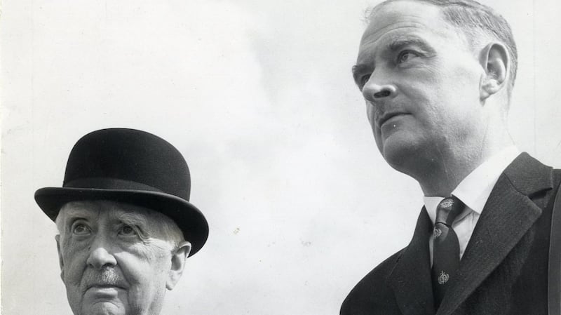 WT  Cosgrave, former President of the Executive Council of the Irish Free State, and his son  Liam Cosgrave (right) at the Phoenix Park races in 1960