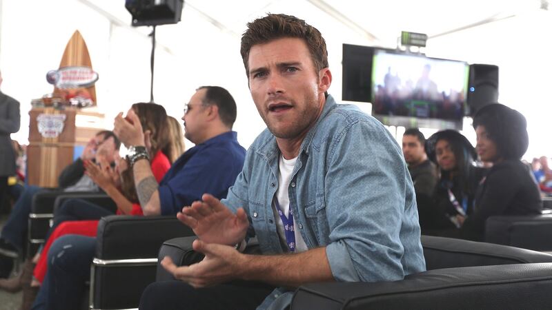 FONTANA, CA - MARCH 26: Actor Scott Eastwood participates in the drivers meeting for the Monster Energy NASCAR Cup Series Auto Club 400 at Auto Club Speedway on March 26, 2017 in Fontana, California. (Photo by Matt Sullivan/Getty Images)