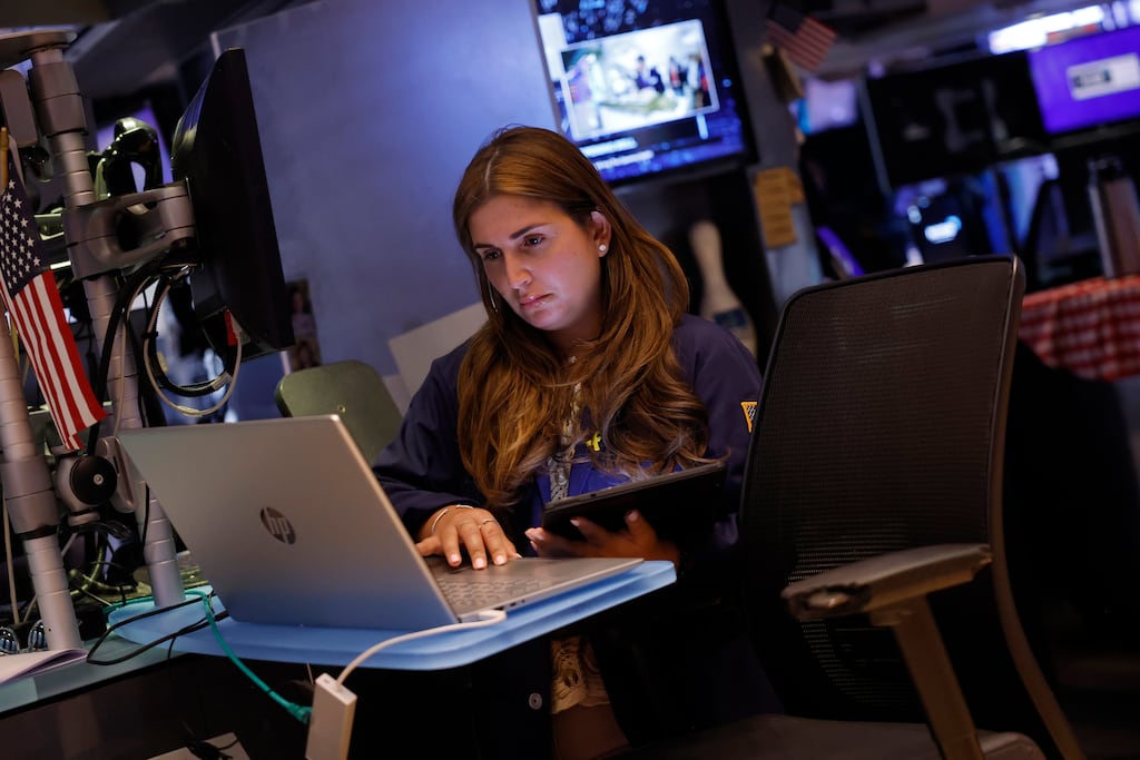 The tech-heavy Nasdaq and S&P 500 were lower in mid-afternoon trading in New York as chip stocks led losses ahead of the Fed interest rate decision. Photograph: Michael M Santiago/Getty Images