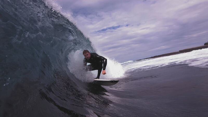 Eoin McCarthy Deering surfing. Photograph: Kev L Smith